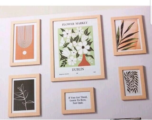 Home Gallery Wall Set 6 Photo Frames Wooden Frames 4 Different Sizes