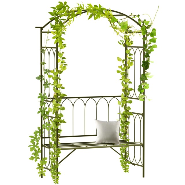Outsunny Garden Arbour Bench Plant Climbing Support Trellis Rose Vines