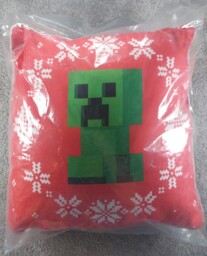 Minecraft Creeper Christmas Square Cushion Pillow Greetings Design 2
