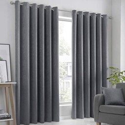 Fusion Strata Woven Eyelet Lined Curtains, Charcoal, 90 X 90 Inch