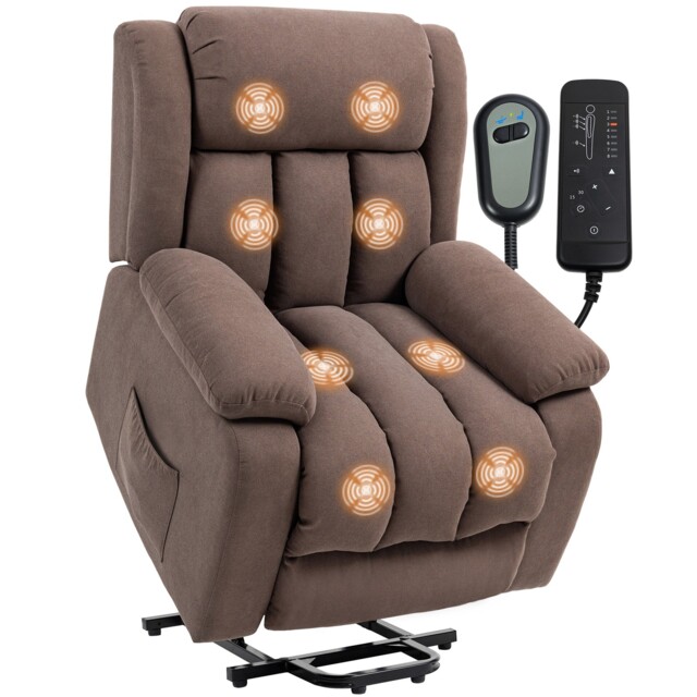 Homcom Power Lift Recliner, Lift Chair With Vibration Massage, Dark