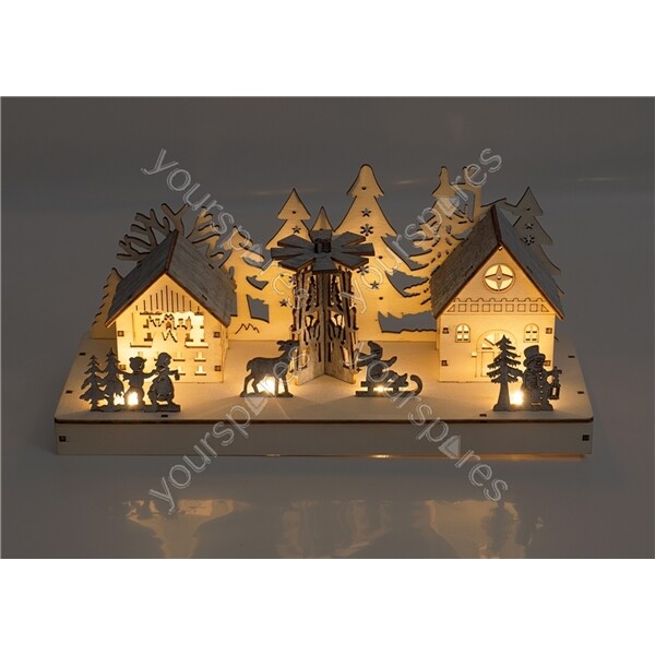 Xmas Haus Battery Powered Wooden Light Up Festive Scene