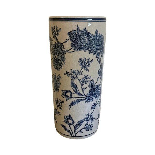 Umbrella Stand Vintage Blue & White Magnolia Design
