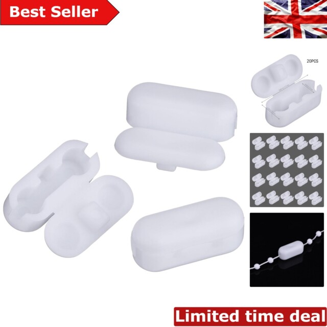 Versatile 20 Pack Ball Chain Clips For Roller And Roman Blinds - White