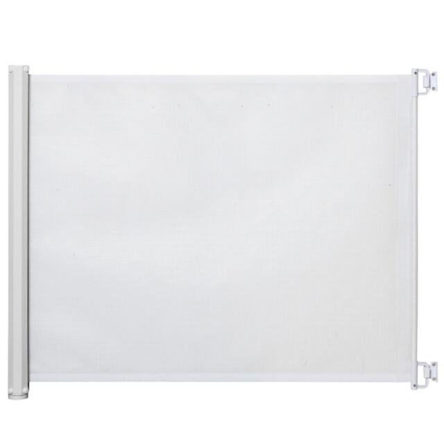 Pet Safety Gate White Steel Mesh Retractable 82.5x115cm Foldable