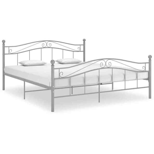 Bed Frame Grey Metal 160x200 Cm Vidaxl