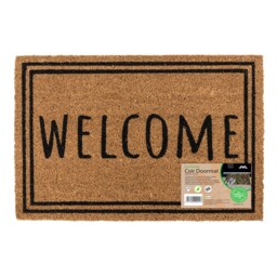 Jvl Eco-friendly Latex Backed Natural Coir Doormat 40x60cm, Welcome