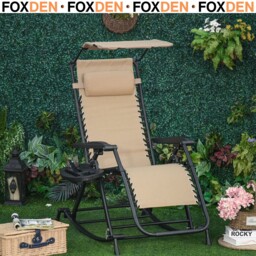 Garden Rocking Chair Folding Recliner Outdoor Adjustable Sun Lounger