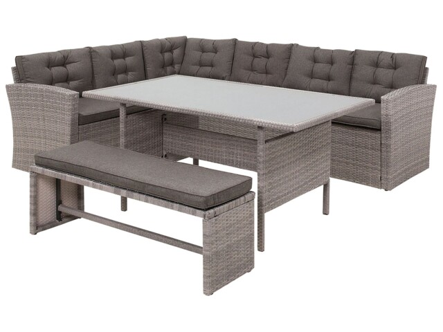 Lounge Set Dining Set 8 Seater Glass Grey Viterbo