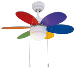"Small 76 Cm 30"" Indoor Ceiling Fan Light With Pull Cords Rainbow"