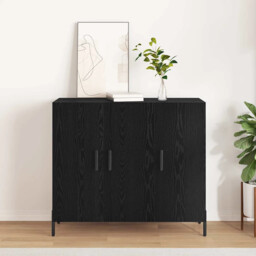 Sideboard Black Oak 90 X 34 X 80 Cm Engineered Wood Vidaxl