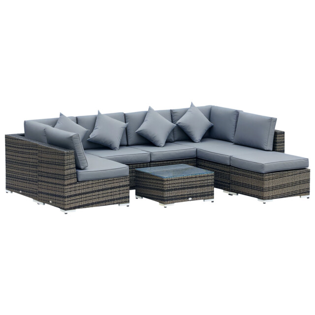 Outsunny 8pc Rattan Sofa Garden Furniture Aluminium Outdoor Patio Set