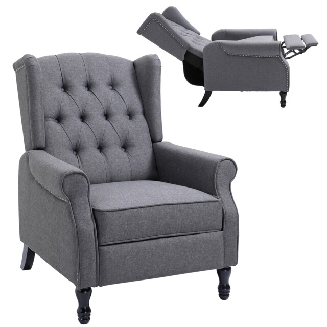 Homcom Manual Reclining Armchair Recliner With Footrest Grey