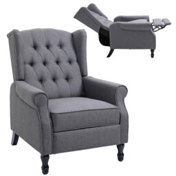Homcom Manual Reclining Armchair Recliner With Footrest Grey