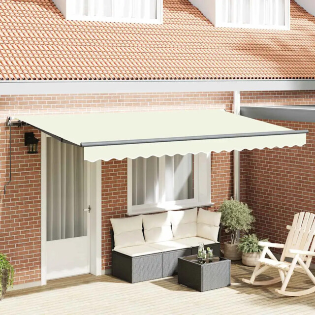 Retractable Awning Cream 400 X 200 Cm Polyester And Aluminium Vidaxl
