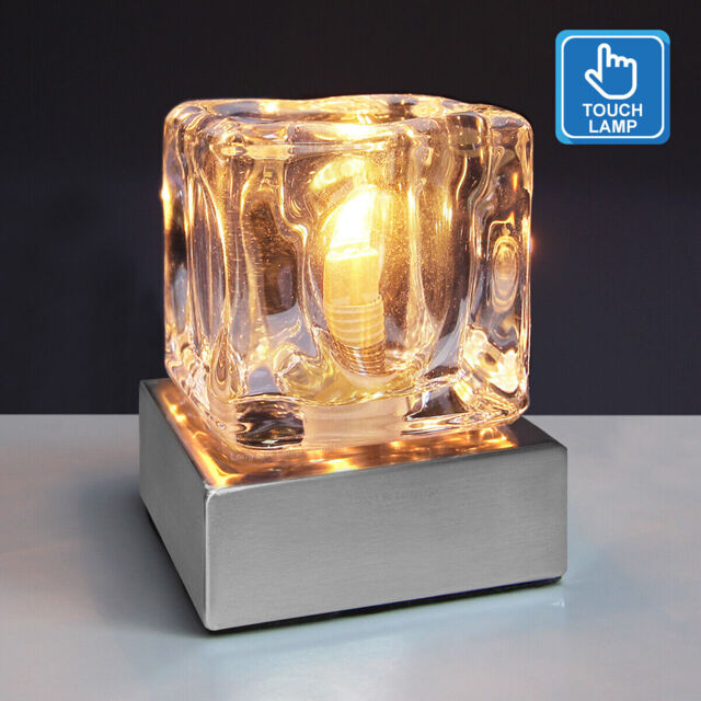 Dimmable Touch Table Light Glass Ice Cube Bedside Study Office Dimmer