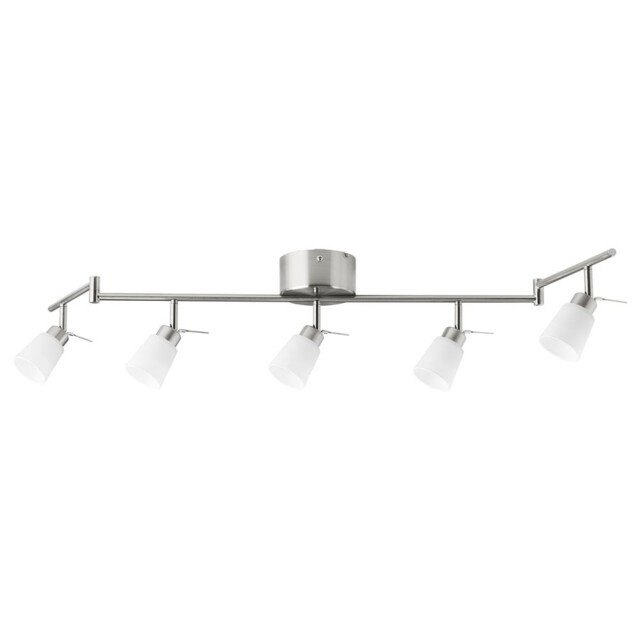 Modern Ikea Tidig 5-spot Ceiling Spotlight Nickel-plated White Glass