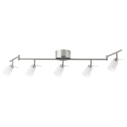 Modern Ikea Tidig 5-spot Ceiling Spotlight Nickel-plated White Glass