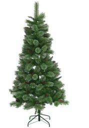 Home 6ft Glitter Tip Christmas Tree With Pine Cones - Green