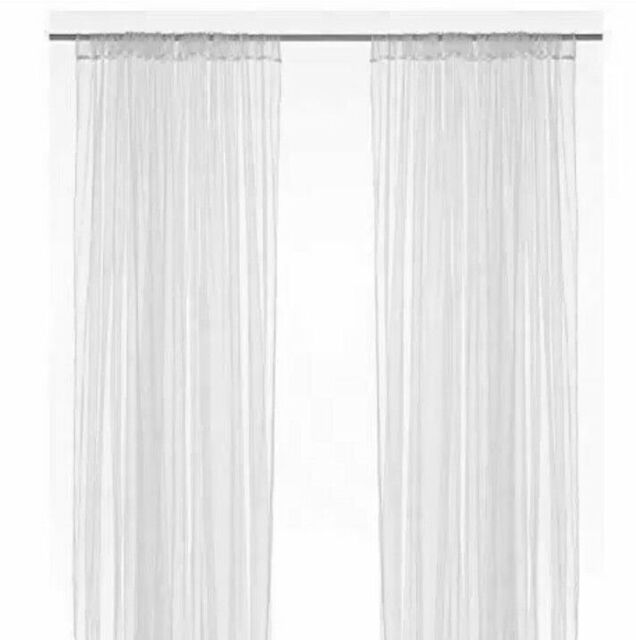 Ikea Lill Net Curtains 1 X Pair Sheer Fabric 2 Long Lengths 280wx250cm