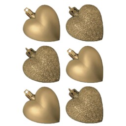 Christmas Gold Decoration Glitter / Plain Baubles Hearts Droplets