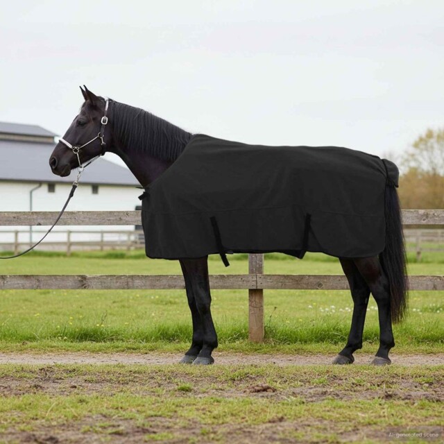 Horse Winter Blanket Black 155cm Polyester Outdoor Detachable Machine