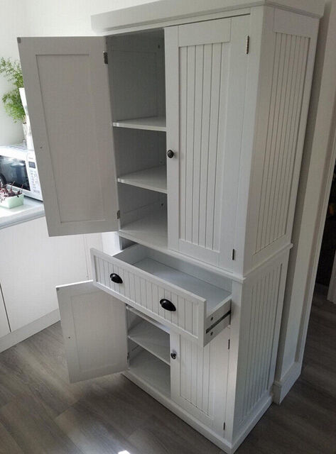 Tall Kitchen Storage Cupboard Cabinet Pantry White Freestanding Unit
