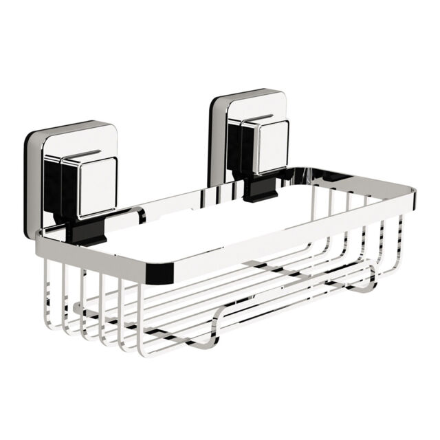 Pushloc Wall Mounted Suction Rectangular Basket, Chrome No Drilling
