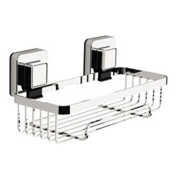 Pushloc Wall Mounted Suction Rectangular Basket, Chrome No Drilling