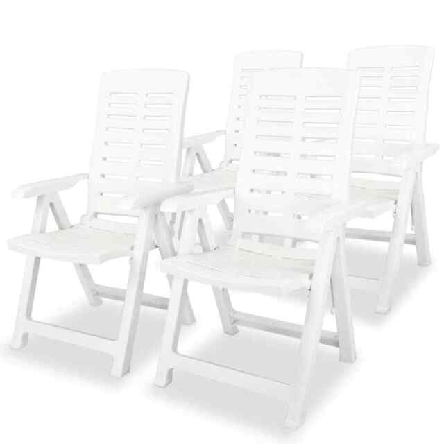 Reclining Garden Chairs 4 Pcs Plastic White Vidaxl