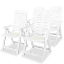 Reclining Garden Chairs 4 Pcs Plastic White Vidaxl