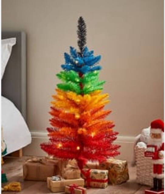 3ft Pre Lit Rainbow Christmas Tree 20 Led Lights Battery Operated