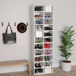 Shoe Cabinet White 54x34x183 Cm Engineered Wood Vidaxl