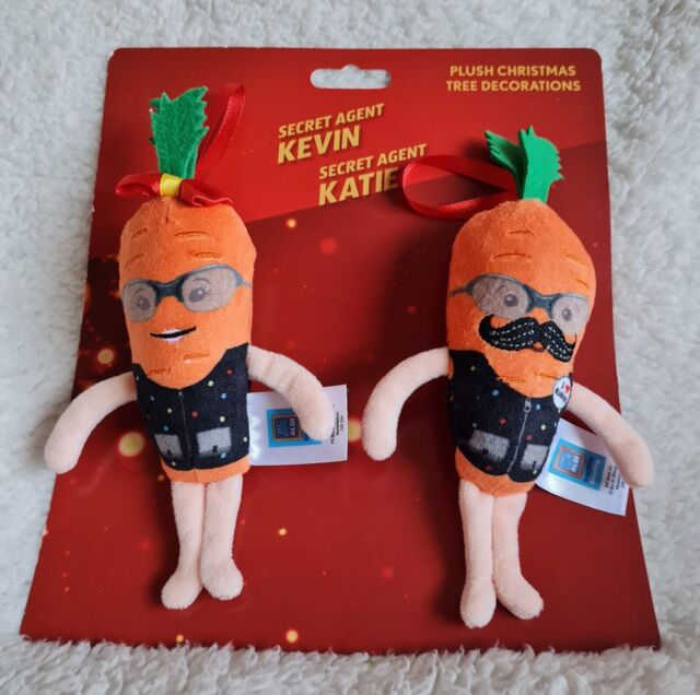 Kevin The Carrot & Katie Secret Agent Plush Christmas Tree Decoration