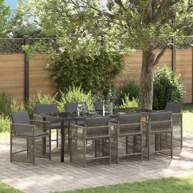 Garden Dining Set 5pc Grey Poly Rattan 4-seater Table & Chairs Outdoor