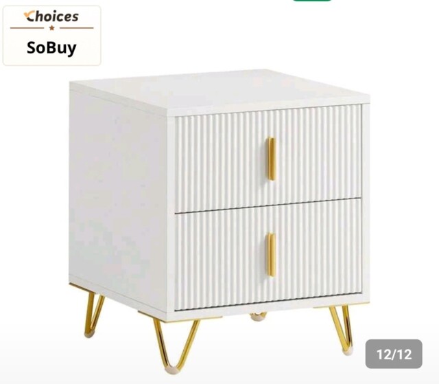 Home Discount 333454 2-drawer Wooden Bedside Cabinet With Metal