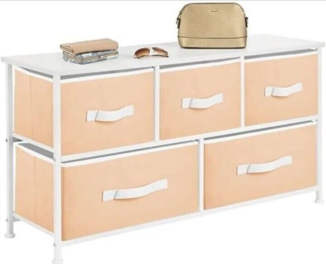 Mdesign Chest Of 5 Drawer Wide, Cantaloupe/white