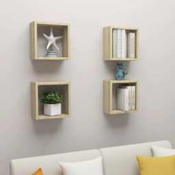 Wall Cube Shelves 4 Pcs Sonoma Oak 30x15x30 Cm Vidaxl