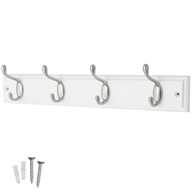 Coat Rack Wall Mounted Wooden, Pine White Clothes Hanger, Coat Hooks
