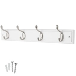 Coat Rack Wall Mounted Wooden, Pine White Clothes Hanger, Coat Hooks