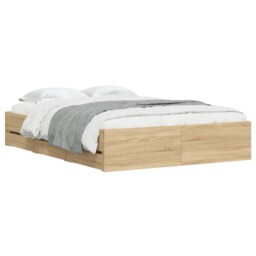 Bed Frame With Drawers Base Sonoma Oak 120x200 Cm Engineered Wood