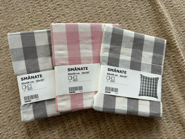 Ikea Smanate 20x20 Checker 2 X Gray White Cushion Cover 1 X Pink