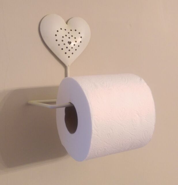 Cream Heart Toilet Roll Holder Vintage Shabby Chic Bathroom Loo