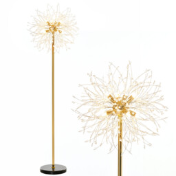 Floor Lamp Gold Tone 40x40x160cm Metal Crystal Marble Dandelion