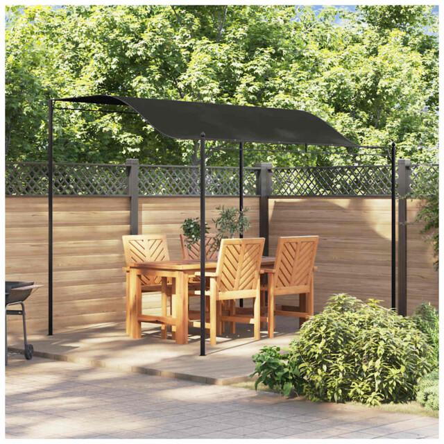 Gazebo 3x2.4m Anthracite Black Polyester Canopy Steel Frame Outdoor