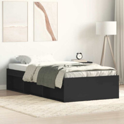 Bed Frame Black Small Single 75x190cm Engineered Wood & Pine 6