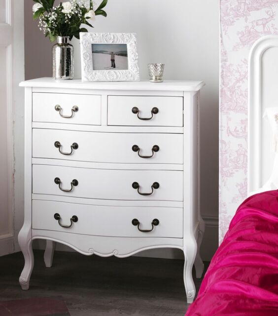 French Furniture, Stunning White Bedside Table, Chest Of Drawers,