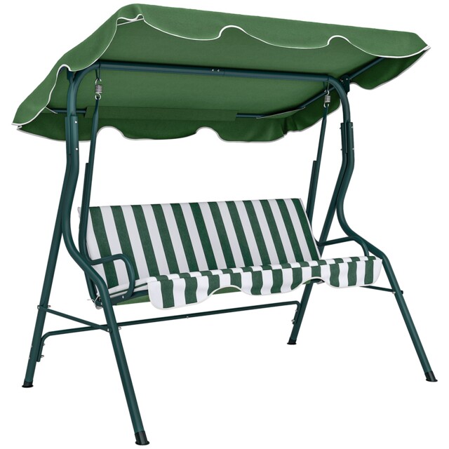 Outsunny 3-person Garden Swing Chair W/ Adjustable Canopy, Green
