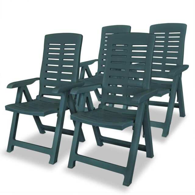 Reclining Garden Chairs 4 Pcs Plastic Green Vidaxl