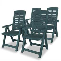 Reclining Garden Chairs 4 Pcs Plastic Green Vidaxl